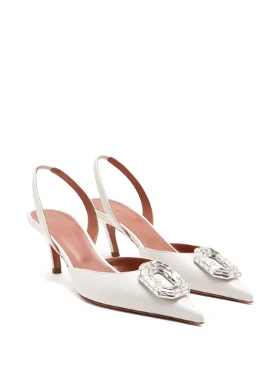 Amina Muaddi Camelia Slingback Pumps In White