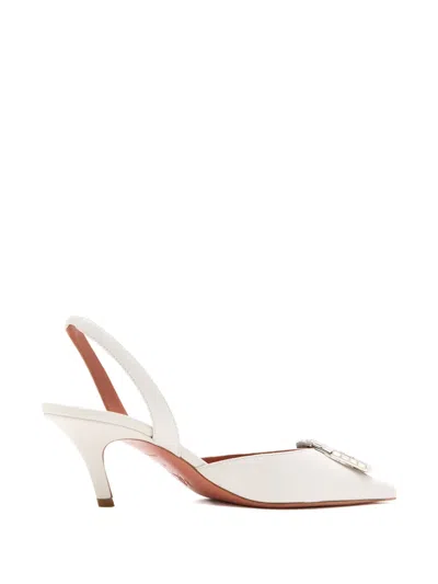 Amina Muaddi Camelia Slingback Pumps In White