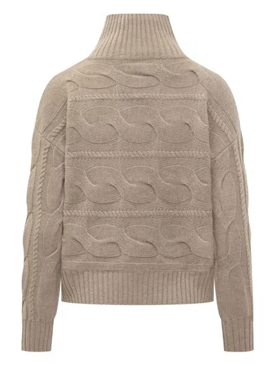 Max Mara Cable-knit High-neck Knitwear In Brown