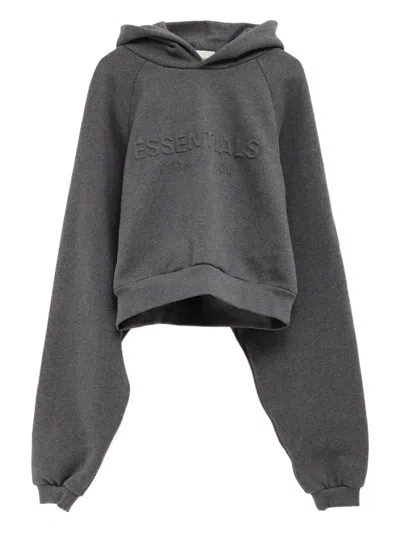Essentials 90s Embossed-logo Hoodie In Gray