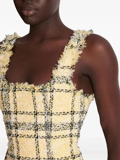Balmain Tweed Mini Dress In Yellow