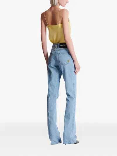 Balmain High-waisted Flared Jeans In Blue