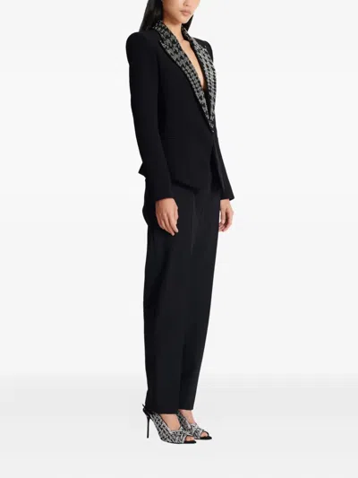 Balmain Embroidered Button Blazer In Black