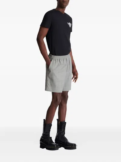 Balmain Prince-of-wales-pattern Wool Shorts In Gray