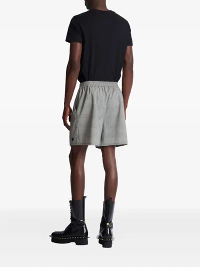Balmain Prince-of-wales-pattern Wool Shorts In Gray
