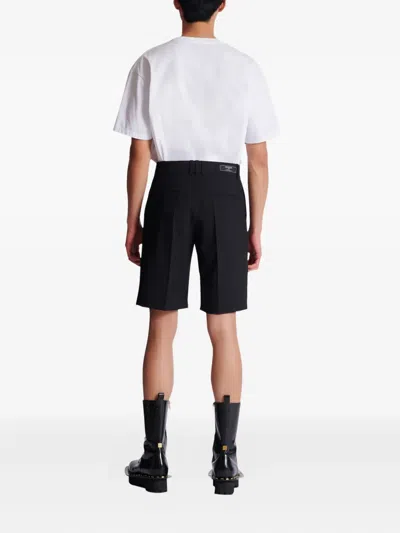 Balmain Darted Wool Shorts In Black