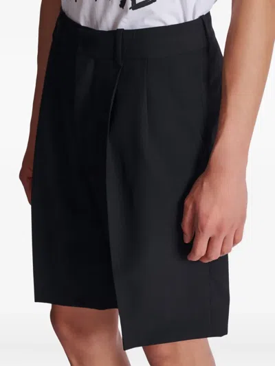 Balmain Darted Wool Shorts In Black