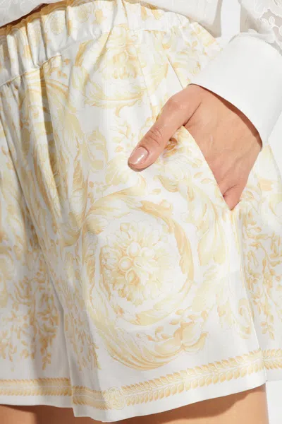 Versace Pattern-printed Elasticated-waistband Shorts In White