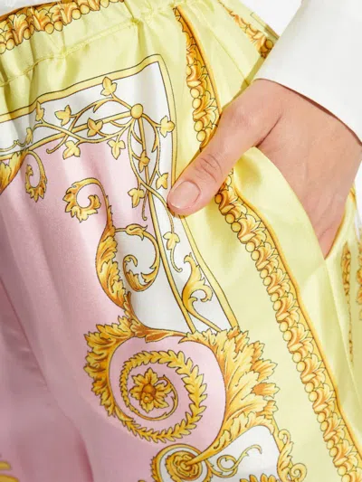 Versace Pattern-printed Straight-leg Trousers In Pink