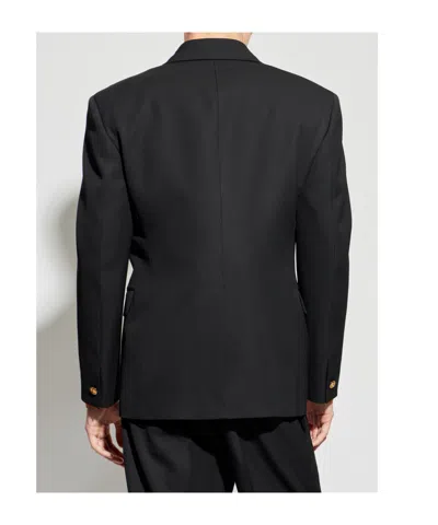 Versace Double-breasted Tailored Blazer In Black