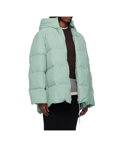 Jil Sander Quilted Hooded Down Jacket In Green