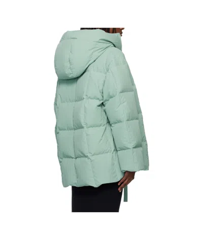 Jil Sander Quilted Hooded Down Jacket In Green