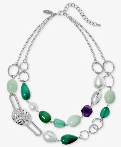 Style & Co Multi-stone Layered Statement Necklace, 18" + 3" Extender, Macy's Exclusive In Metallic