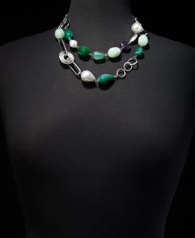 Style & Co Multi-stone Layered Statement Necklace, 18" + 3" Extender, Macy's Exclusive In Metallic