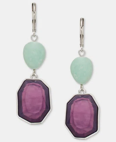 Style & Co Bead & Stone Double Drop Earrings, Macy's Exclusive In Multi