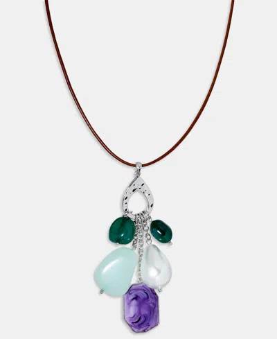 Style & Co Multi-charm Leather Pendant Necklace, 28" + 3" Extender, Macy's Exclusive In Multi