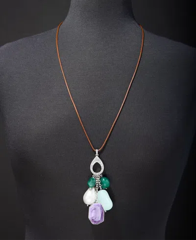 Style & Co Multi-charm Leather Pendant Necklace, 28" + 3" Extender, Macy's Exclusive In Multi