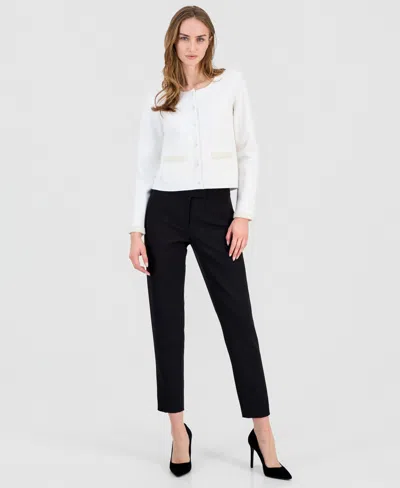 T Tahari Women's Embellished Pearl-trim Cardigan In White