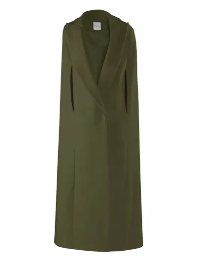 Vestiaire D'un Oiseau Libre Collared Slit Cape In Green