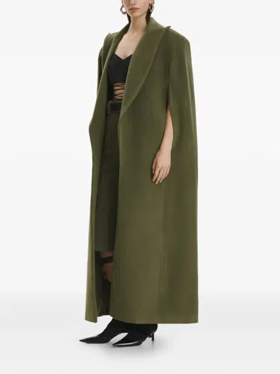 Vestiaire D'un Oiseau Libre Collared Slit Cape In Green