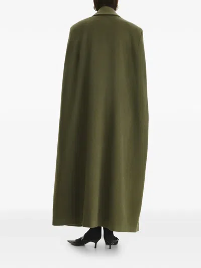 Vestiaire D'un Oiseau Libre Collared Slit Cape In Green