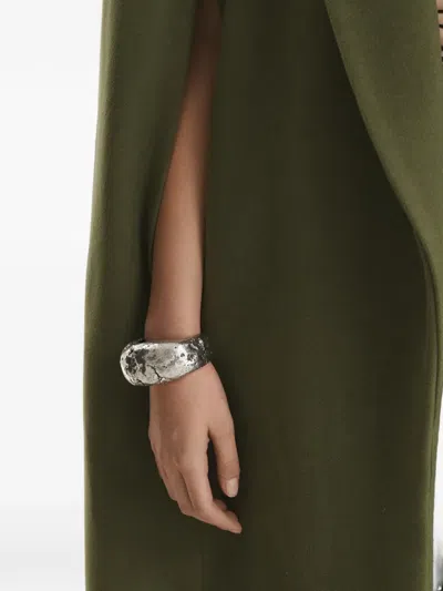 Vestiaire D'un Oiseau Libre Collared Slit Cape In Green