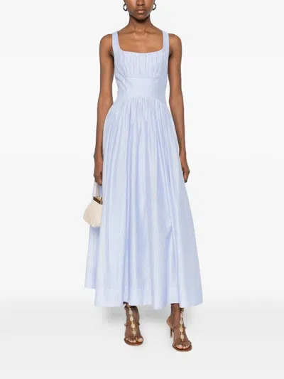 Aje Mist Ruched Midi Dress In Blue