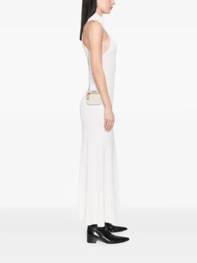 Pre-owned Chanel 2021 Quilted Lambskin Chain And Charm Case Vanity Bag In White