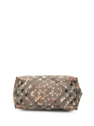 Pre-owned Burberry 2000-2017 Large Supernova Check Coated Canvas Star Nickie Tote Bag In Brown