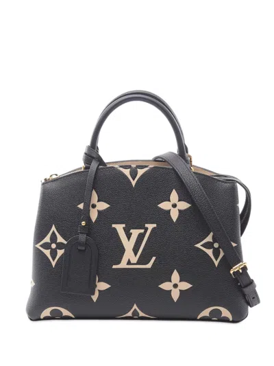 Pre-owned Louis Vuitton 2021-2025 Bicolor Monogram Empreinte Giant Petit Palais Satchel In Black
