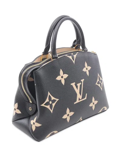 Pre-owned Louis Vuitton 2021-2025 Bicolor Monogram Empreinte Giant Petit Palais Satchel In Black