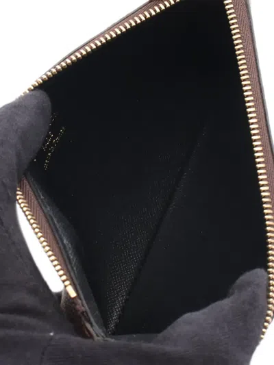 Pre-owned Louis Vuitton 2020 Monogram Giant Reverse Pochette Trio Pouch In Brown