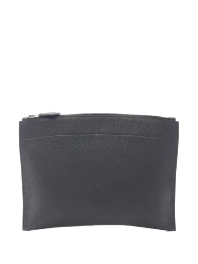 Pre-owned Hermes 2016 Togo Pochette Bazar Pm Clutch Bag In Black