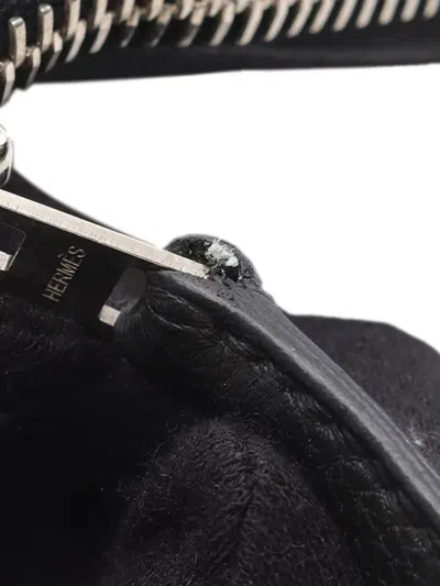 Pre-owned Hermes 2016 Togo Pochette Bazar Pm Clutch Bag In Black