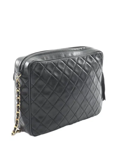 Pre-owned Chanel 2013-2014 Cc Quilted Lambskin Tassel Camera Bag Crossbody Bag In Black