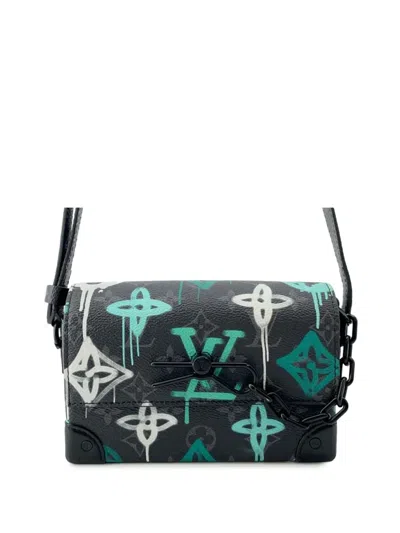 Pre-owned Louis Vuitton 2021-2025 Monogram Eclipse Steamer Wearable Wallet Crossbody Bag In Black