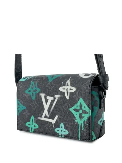 Pre-owned Louis Vuitton 2021-2025 Monogram Eclipse Steamer Wearable Wallet Crossbody Bag In Black