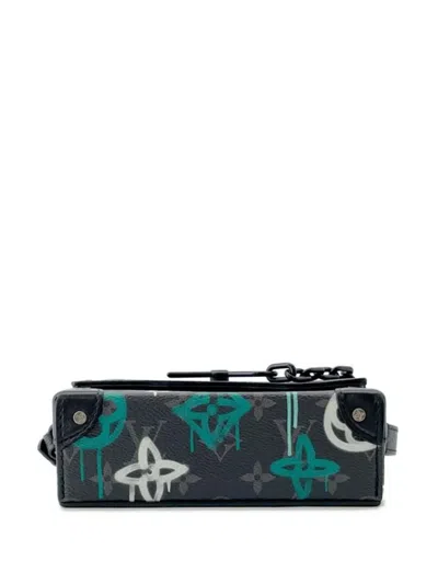 Pre-owned Louis Vuitton 2021-2025 Monogram Eclipse Steamer Wearable Wallet Crossbody Bag In Black