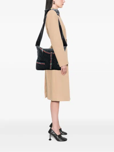 Pre-owned Chanel 2015-2016 Quilted Wool And Lambskin Girl Bag Crossbody Bag In Gray