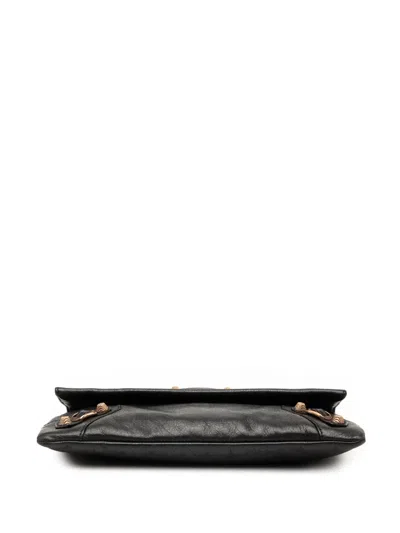 Pre-owned Balenciaga 2012 Lambskin Motocross Giant 12 Envelope Clutch Bag In Black