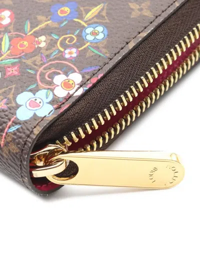 Pre-owned Louis Vuitton 2010-2025 X Murakami Monogram Zippy Wallet Long Wallets In Brown