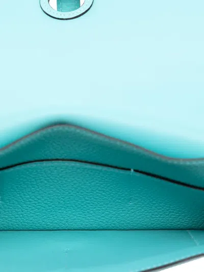 Pre-owned Hermes 2015 Togo Dogon Duo Wallet Gm Long Wallets In Blue