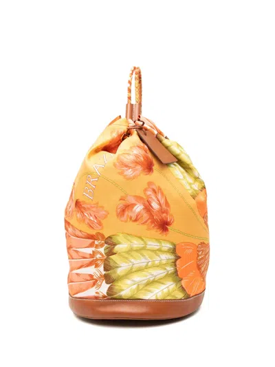 Pre-owned Hermes 2014 Silk Flamingo Party Sac Soie Cool 22 Bucket Bag In Orange