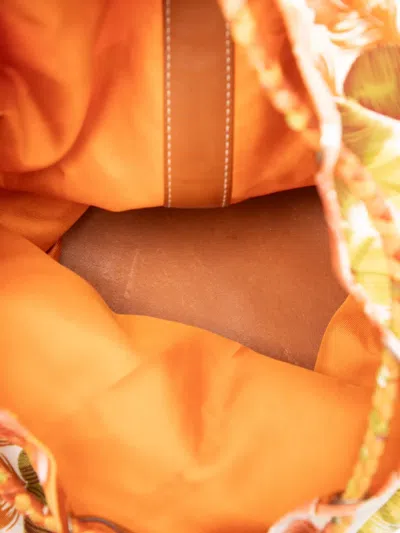 Pre-owned Hermes 2014 Silk Flamingo Party Sac Soie Cool 22 Bucket Bag In Orange