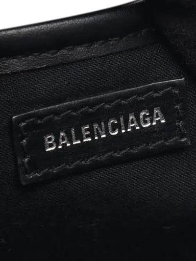 Pre-owned Balenciaga 2010-2025 Canvas Navy Cabas Xs Satchel In Neutral