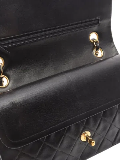 Pre-owned Chanel 1996-1997 Medium Classic Lambskin Double Flap Shoulder Bag In Black
