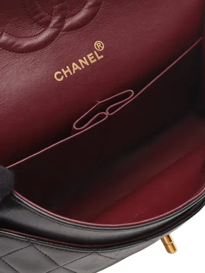 Pre-owned Chanel 1996-1997 Medium Classic Lambskin Double Flap Shoulder Bag In Black