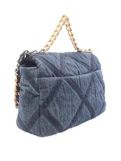 Pre-owned Chanel 2021-2025 Medium Denim 19 Flap Satchel In Blue