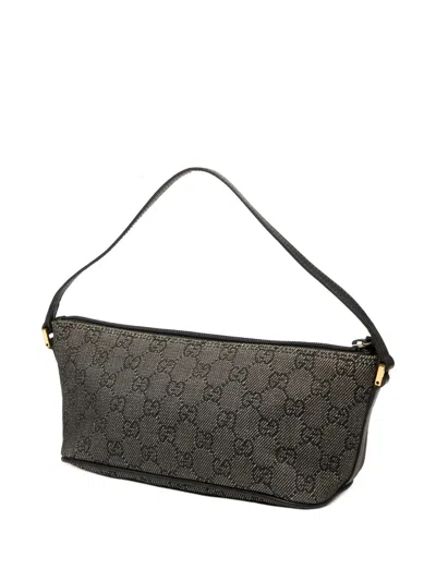 Pre-owned Gucci 2016-2025 Gg Denim Boat Shoulder Bag In Gray