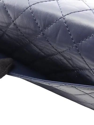 Pre-owned Chanel 2021-2025 Reissue 2.55 Quilted Aged Calfskin Double Flap 226 Shoulder Bag In Blue
